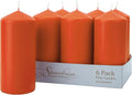Stonebriar Unscented Pillar Candles – 80 Hour Burn Time, Long-Lasting Wax Candles for Weddings, Holidays, Home Décor & Special Events, Pack of 6, Orange, 3" x 8"
