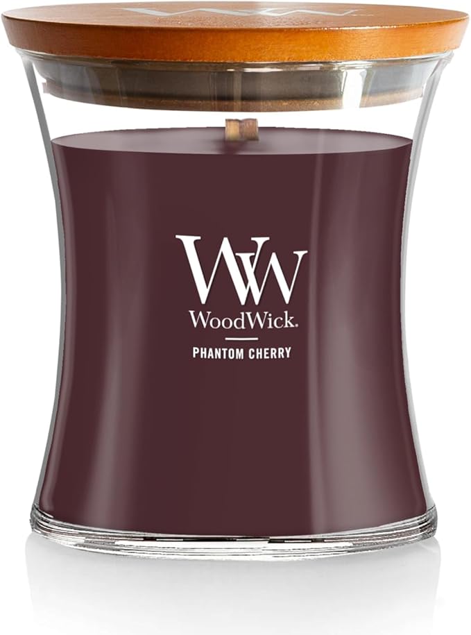 WoodWick Phantom Cherry Gifts for Women and Men, 9.7 oz Medium Hourglass Candle with Crackling Wick