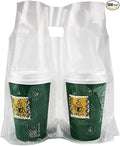 FERENLI 500PCS Clear Handle Drink Drinking Plastic Packaging Bags for Shops Stores Dining Hall Portable Beverage Milk Juice Water Carrier Containers Hanging Hole Liquid Pouches 12.2x11 inch