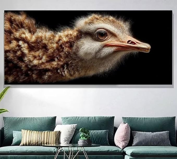 Paint by Numbers Kit for Adults Ostrich Painting by Numbers Animal DIY Kits for Adults Canvas Painting Crafts, Hobbies for Women Beginner for Home Wall Decor Art Gifts Without Frame 24x48Inch R-3L45