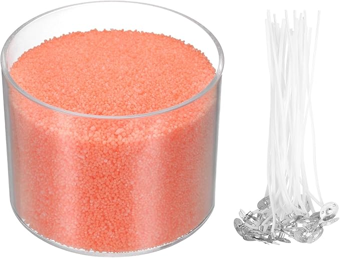 MECCANIXITY Pearled Sand Candles with 30 Pcs Wicks 14Oz / 400g Candle Beads Refillable Powder Sand Wax Making Kit for Thanksgiving Christmas Wedding Party DIY Home Crafts, Orange