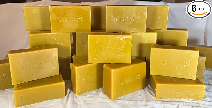 Six Pounds - Swampland Bees & Co., Florida. 100% Naturally Premium Yellow/Golden Beeswax. Ideal for Candles, Cosmetics, waxing bee Frames, etc. Triple Filtered & Hand Poured into SIX - 1lb Bars