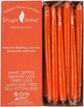 D'light Online Elegant Unscented 12" Orange Taper Candles Premium Quality Hand-Dipped Tapered Candles, Dripless and Smokeless - Set of 12 Individually Wrapped (12 Inch, Orange)