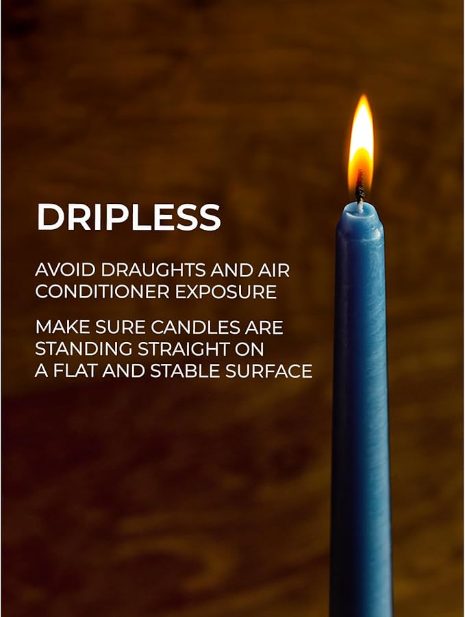 CANDWAX Dark Blue 8 inch Taper Candles Pack of 4 - Long Burning Unscented Smokeless Dripless Tall Candle Sticks - Perfect for Parties, Celebrations, Special Occasions or as a Dinner Table Centerpiece