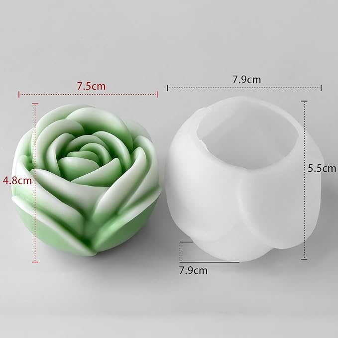 2 Pack Tulip Flower Peony Rose Succulent Cylinder Candle & Resin Mold - Resin Casting Silicone Molds for Home Decor & Candle Making Wave Spiral Mold