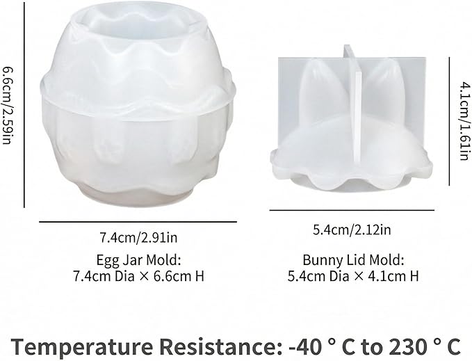 Easter Bunny Egg Candle Jar Silicone Mold, 3D Rabbit Egg Resin Mold for DIY Candle Vessel, Storage Cup, Desktop Decor & Easter Craft Making