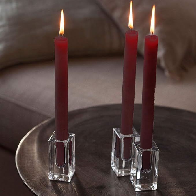 Spaas 12 x 12 Rustic Unscented Household Candles, Paraffin Wax Wine red, D 21 mm x H 250 mm