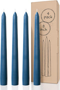 CANDWAX Dark Blue 8 inch Taper Candles Pack of 4 - Long Burning Unscented Smokeless Dripless Tall Candle Sticks - Perfect for Parties, Celebrations, Special Occasions or as a Dinner Table Centerpiece