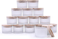 SHOWIN Thick Candle Jars for Making Candles 16 Pcs, 4 OZ Empty Jars with Wood Lids for Candle Making, Sample Container - Dishwasher Safe,Frosted White