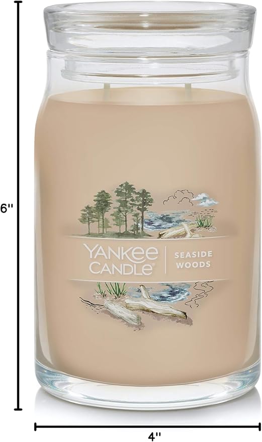 Yankee Candle Seaside Woods Scented Signature 20oz Large Jar 2-Wick Candle Over 60 Hours of Burn Time