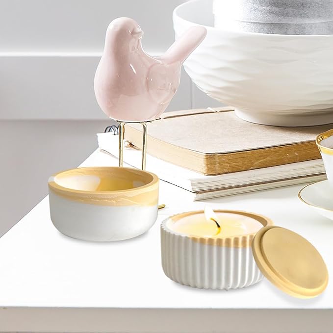 2PCS Storage Box with Lids Candle Jar Molds Set, Tea Light Candle Holder Silicone Molds for Resin, Round Shape Tealight Candle Molds for Epoxy Casting DIY Projects