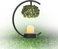 Yeuslor Candle Warmer Lamp for Jar Candles with Adjustable Brightness＆Timer，Handcrafted Green Crystal Candle Lamp Luxurious Design+2Bulbs,Home Decoration Electric Candle lamp(Balck C-Shaped)