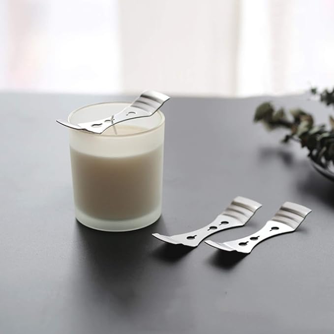 DINGPAI 60pcs Metal Candle Wick Centering Devices, Silver Stainless Steel Candle Wick Holder for Candle Making