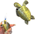 Torch Lighter for Men - Refillable Butane Lighter with Adjustable Jet Flame, Vintage Golden Turtle Design, Unique Desk Decor & Birthday Gift (No Butane Gas) (05)