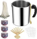 Harnico Candle Making Kit with Candle Wax Melter 1300ML Melting Pot 304 Stainless Steel Candle Pouring Pot for Melting Wax, Including 100pcs Candle Wicks, Mixing Spoon, Center Devices, Wick Sticker
