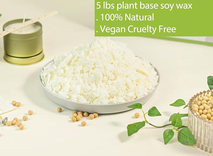 Candle Making Kit, 5 lb Soy Flakes, 2X 101oz Wax Melting Pot, Candle Wicks, Wick Stickers, Centering Device Vegan Cruelty Free