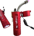 TrueLightEssentials Electric Rechargeable Plasma Lighter - Waterproof USB Arc Lighters with Flashlight LED Battery Indicator and Flexible Neck for Candle Survival Camping Emergency (Red, Long)