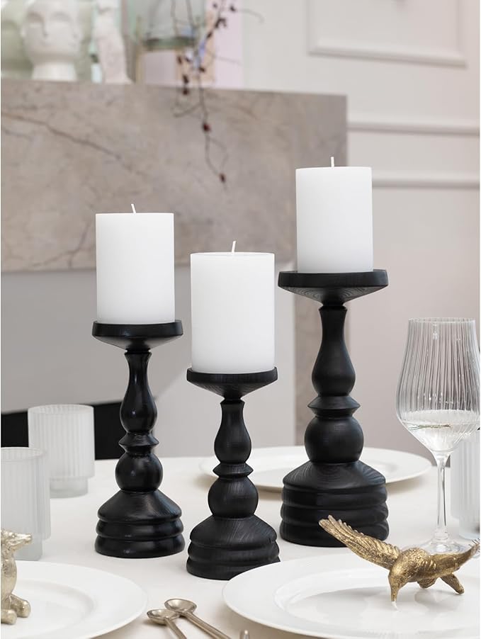 CANDWAX 3x4 inch Pillar Candles Set of 3 – Unscented Dripless Rustic White Candles for Wedding Decor, Events, Centerpieces