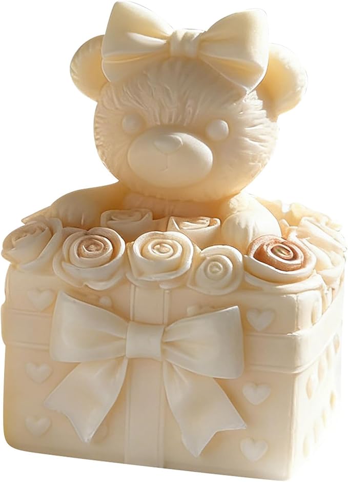 Rose Bear Cylinder Candle & Resin Mold - Resin Casting Silicone Molds for Home Decor & Candle Making Wave Spiral Mold