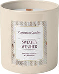 Companion Candles Sweater Weather Pet-Friendly Scented Candle – Smoked Vanilla & Cashmere Fragrance - Coconut Soy Wax Candle with Wooden Wick, Approx. 50-Hour Burn Time, Made in USA, 11.8 oz