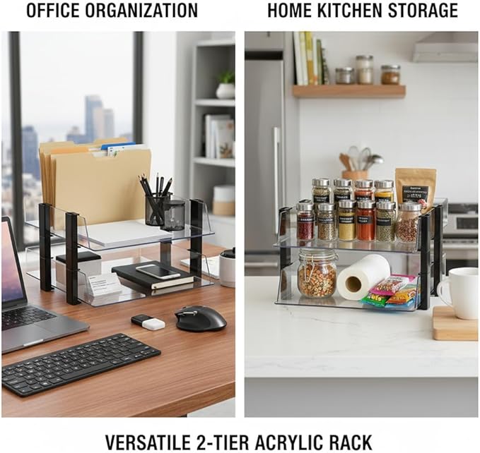 Clear 4-Tier Stackable Paper Tray Organizer for Letter/A4 Files, Desktop Document Sorter, Transparent Office Desk Storage (4 - Tier Clear)