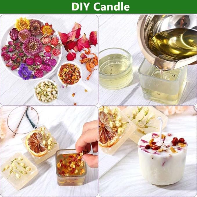 30Bags Natural Dried Flowers, DIY Soap,Bath Bomb,Candle,Aromatherapy Oil,Cake,Resin Jewelry Making,Bath,Nail -Lavender,Don't Forget Me,Rose,Jasmine
