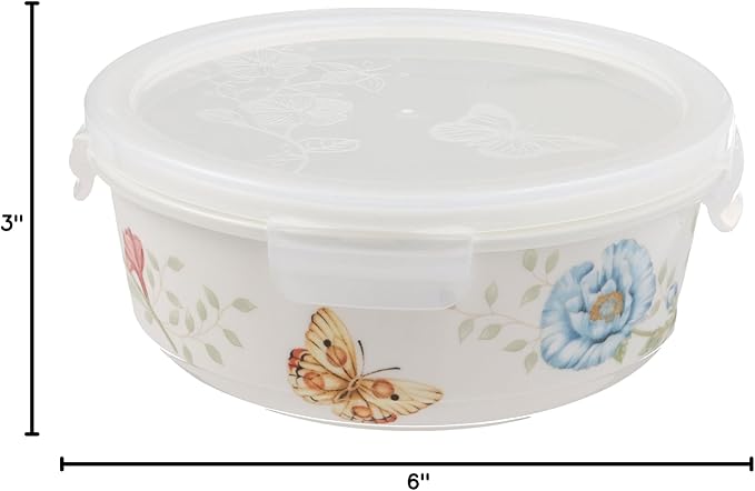 Lenox 824646 Butterfly Meadow Serve & Store Container, Small Container 6.25"D x 2.75"H