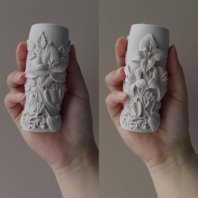 Elegant Lily Embossed Candle Molds for Candle Making, 3D Flower Silicone Molds for Candle Soap Wax Resin Clay, Blooming Lily Chocolate Cake Fondant Molds, DIY Floral Art Craft Wedding Decor