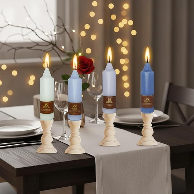 5 Inch Short Taper Candles Gradient Blue 4 PCS Handmade Candle for Dinner Household Wedding Party Home Décor Candlesticks