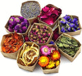 9 Bags Set Dried Flowers - Candle Making Soap Making DIY Candel Natural Flowers-,Lily,Don't Forget Me,Lavender,Mint Leaf,Rose Petal, Red Rose,Globe Amaranth,Chrysanthemum.