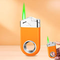 Mini Torch Lighter Cool Ring Lighter Creative Fidget Keychain Lighters Refillable Butane for Candle BBQ, EDC Pocket Lighters with Adjustable Jet Flame, Unique Gifts for Men Women (Orange)