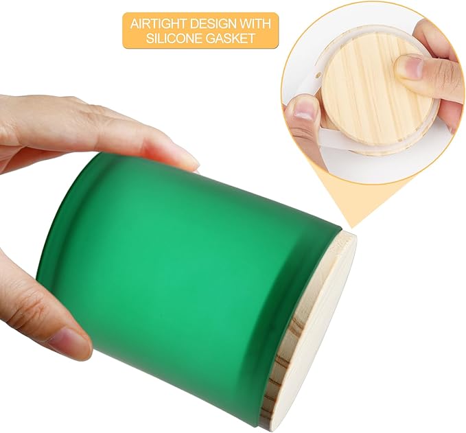 SHOWIN 8 OZ Thick Candle Jars for Making Candles 15 Pcs, Empty Jars with Wood Lids for Candle Making, Sample Container, Frosted Green
