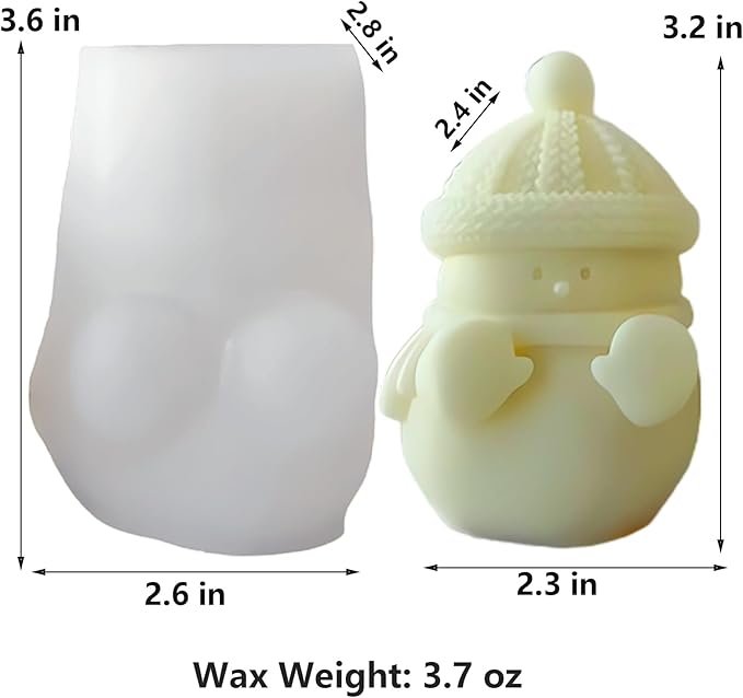 Snowman Silicone Mold, Snowman Warm at a Fire Candle Mold for Soap Soy Wax DIY Handcraft, Yeti Resin Mold Gift Wedding Party Home Dinner Festive Days Car Decoration (Hooded Snowman)