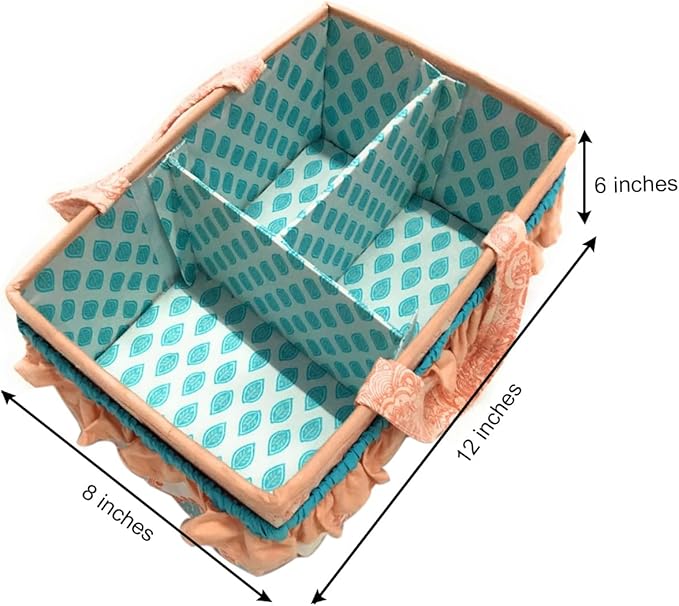 Bacati - Paisley Kids Storage (Nursery Storage Caddy, Coral/Aqua)
