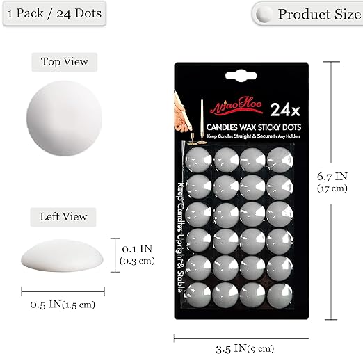 NJAO HOO Candle Sticky Dots Candle Adhesive Taper Candle Accessories Candle Wax Dots Round Double Sided Adhesive Small Candle Accessories(48 Dots)