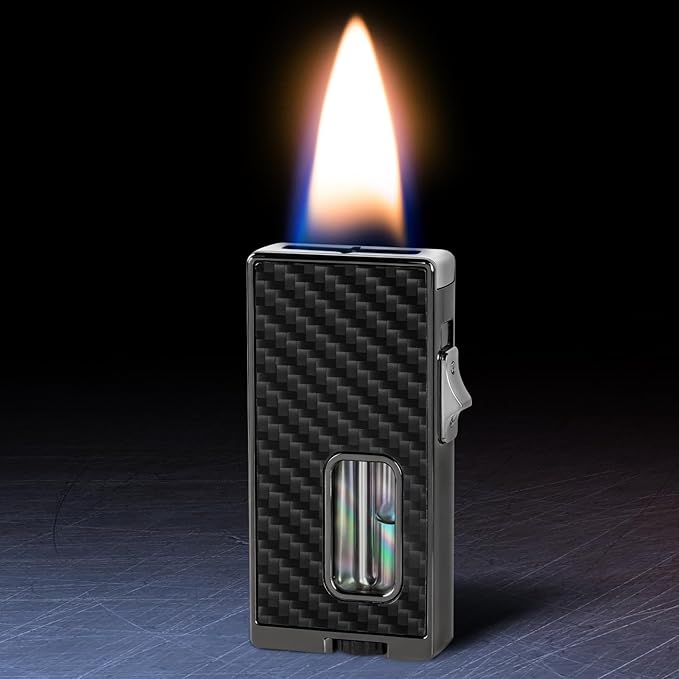 CHOICEDC Cool Lighters for Men, Refillable Soft Flame Butane Lighter, Vintage Lighters with Unique Shake Ignition, Visible Gas Tank, Adjustable Wide Flat Flame Lighter, Gifts for Men Women, No Fuel
