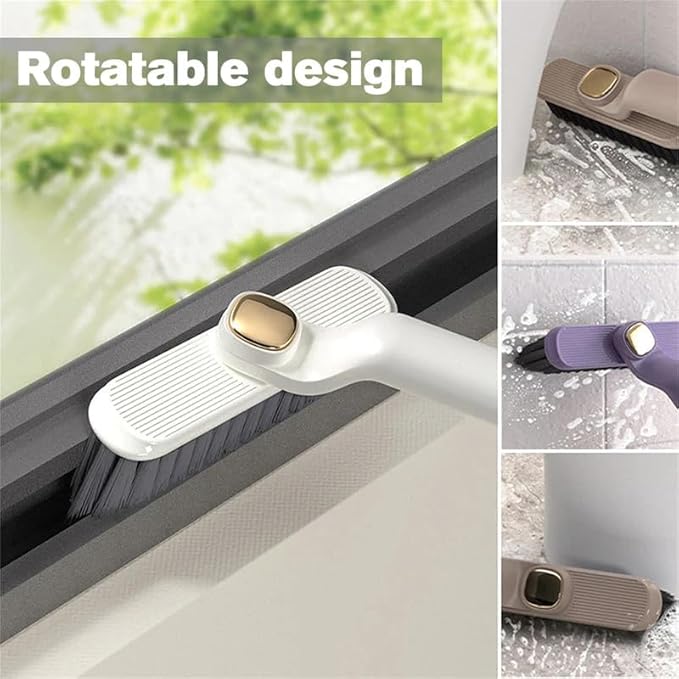 Multi-Function Rotating Crevice Cleaning Brush, 360 Degree Rotating No Dead Corners Hard Bristle Crevice Gap Brush Tool for Bathroom Household Kitchen (Khaki 2pcs)