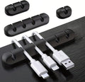 Multi-Purpose Cable Management System, Silicone Wire Organizer Clips Set, Black, 9-Piece Kit with 4 Sizes, Desktop and Office Cable Holder for Charging, Data, Network, Audio Cables