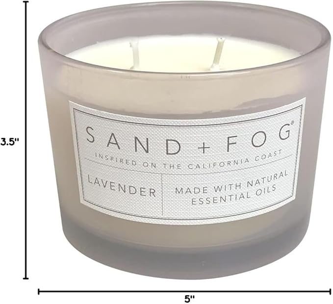 Sand + Fog Scented Candle - Lavender – Additional Scents and Sizes – 100% Cotton Lead-Free Wick - Luxury Air Freshening Jar Candles - Perfect Home Decor – 12oz…