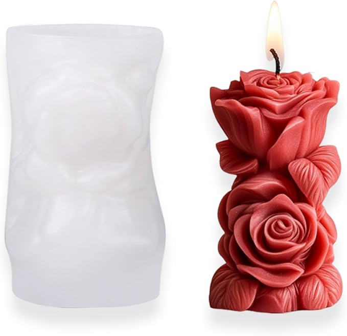 Rose Bouquet Silicone Molds, 3D Rose Resin Candle Molds, Silicone Molds for DIY Handmade Soaps, Clay Craft, Epoxy Resin Crafts, Birthday Gifts, Valentine's Day Gifts & Home Decorations(A)