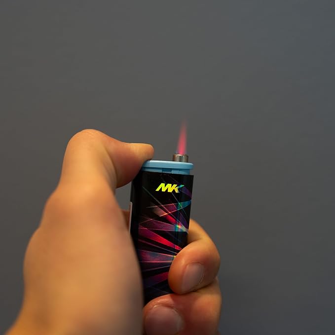MK Wind Proof Jet Flame Lighters, 5PCS Striking Design, Ideal as Lighters for Candle, Camping, Outdoor use, Butane Refillable Lighter (EDMGenre-5PC)