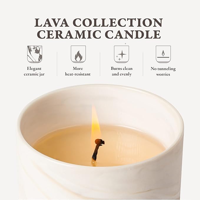 Hidden Label Scented Soy Candles, Large Candle 12oz Mango Guava Ceramic Jar Lava Collection, Gorgeous Gifts for Birthday Thanksgiving Christmas