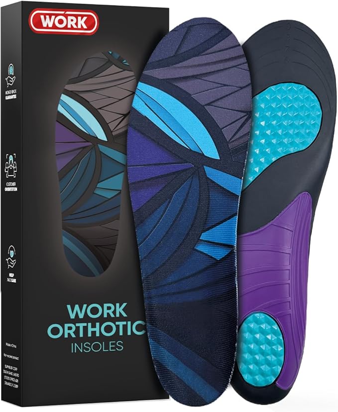 CRUVHEAL Work Orthotic Insoles - Anti Fatigue Medium Arch Support Shoe Insert Men Women - Plantar Fasciitis Flat Feet - Relieve Foot Pain - Work Boot Insoles Standing All Day (Men)