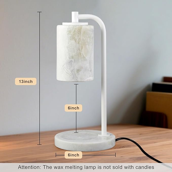 Marble Candle Warmer Lamp with Timer & Dimmer- Flameless Wax Melt Warmer, Electric Candles Warmer, Unique Textured Table Lamp for Jar Candles, Elegant Home & Bedroom Decor, Perfect Housewarming Gift