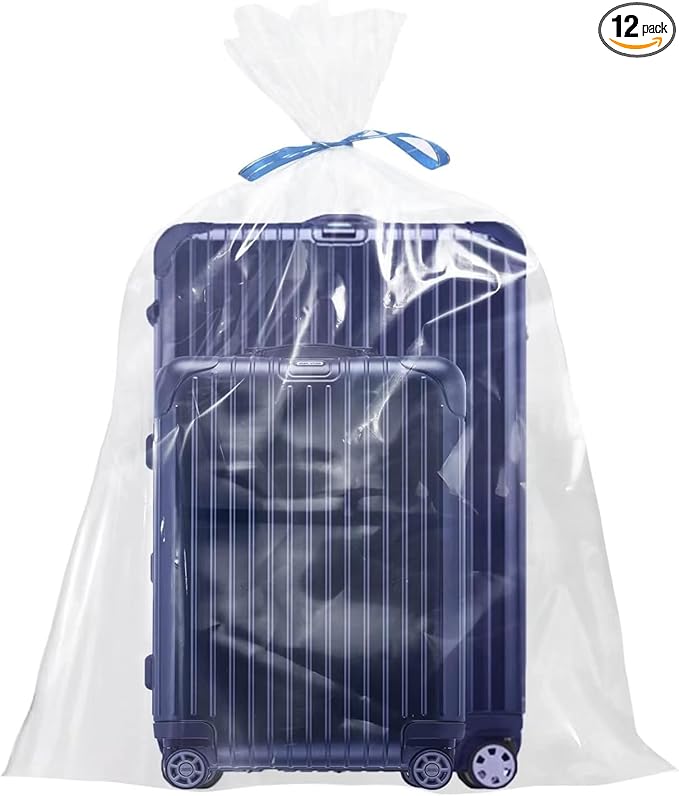 Jumbo Clear Storage Bags, Pack of 12, 40" x 60" XXL Dustproof Suitcase Bags, Waterproof Storage Bag for Luggage, Moistureproof Storage Bag for Chairs, Air Purifier，Evaporative Cooler and More