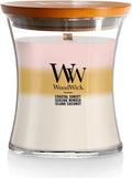 WoodWick Island Getaway Trilogy Gifts for Women and Men, 9.7 oz Medium Hourglass Trilogy Candle with Crackling Wick