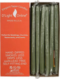 D'light Online Elegant 10" Olive Green Taper Candles Premium Quality Candles, Unscented, Hand-Dipped, Dripless and Smokeless Taper Candles - Individually Wrapped (10 Inch, Basil)