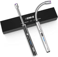 VEHHE Candle Lighter, 2 Pack Rechargeable Electric Lighter with LED Battery Display Safety Switch, Flexible Neck USB Lighters for Candles Camping Grill Gas Stoves Cooking (Black and Silver)