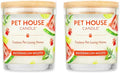 Pet House Candles, Soy-Based, Long Burning Scented Candles for Pet Homes, 60 Hour Burn Time - Watermelon Mojito, 9 oz, 2 Pack