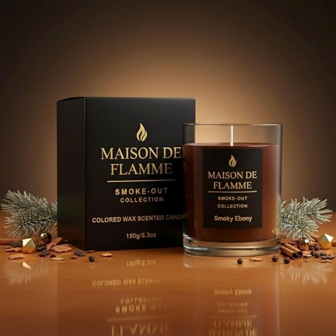 Smoke Odor Eliminating Candle – Smoky Ebony Soy Wax Candle for Kitchen, Apartment & Home Smells, Long Lasting Odor Neutralizing Scented Candle, 150g / 5.3 oz – Maison De Flamme